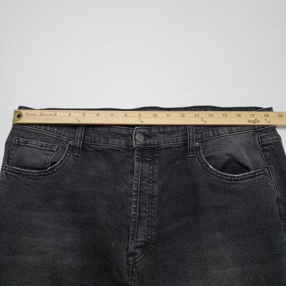 Wild Fable Jean Women 18 Black High Rise Straight Leg Thrashed Grunge Button Fly - Picture 5 of 16